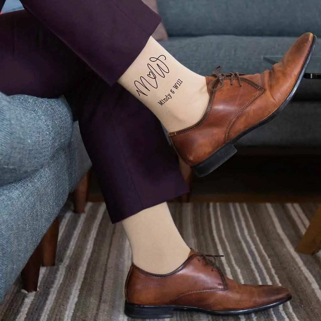 Custom Valentine's and Wedding Monogram Socks with Couple's Initials/Names