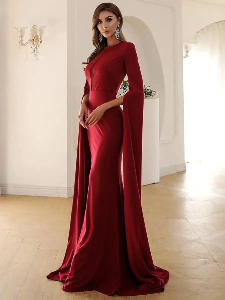 Cutout Cape Sleeve Mermaid Formal Dress M0924