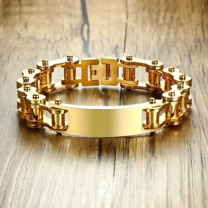 Cycolinks Personalised Gun Metal Men's Bike Bracelet