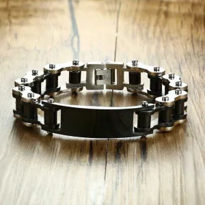 Cycolinks Personalised Gun Metal Men's Bike Bracelet