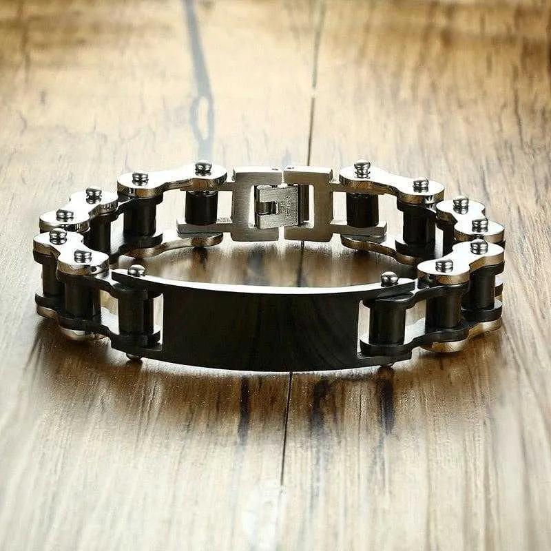 Cycolinks Personalised Gun Metal Men's Bike Bracelet