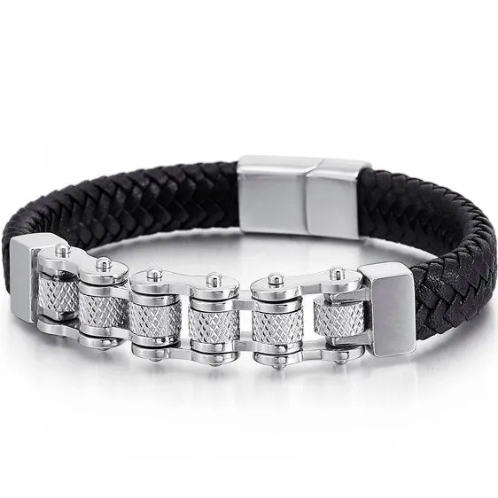 Cycolinks Retro Leather Bike Chain Bracelet