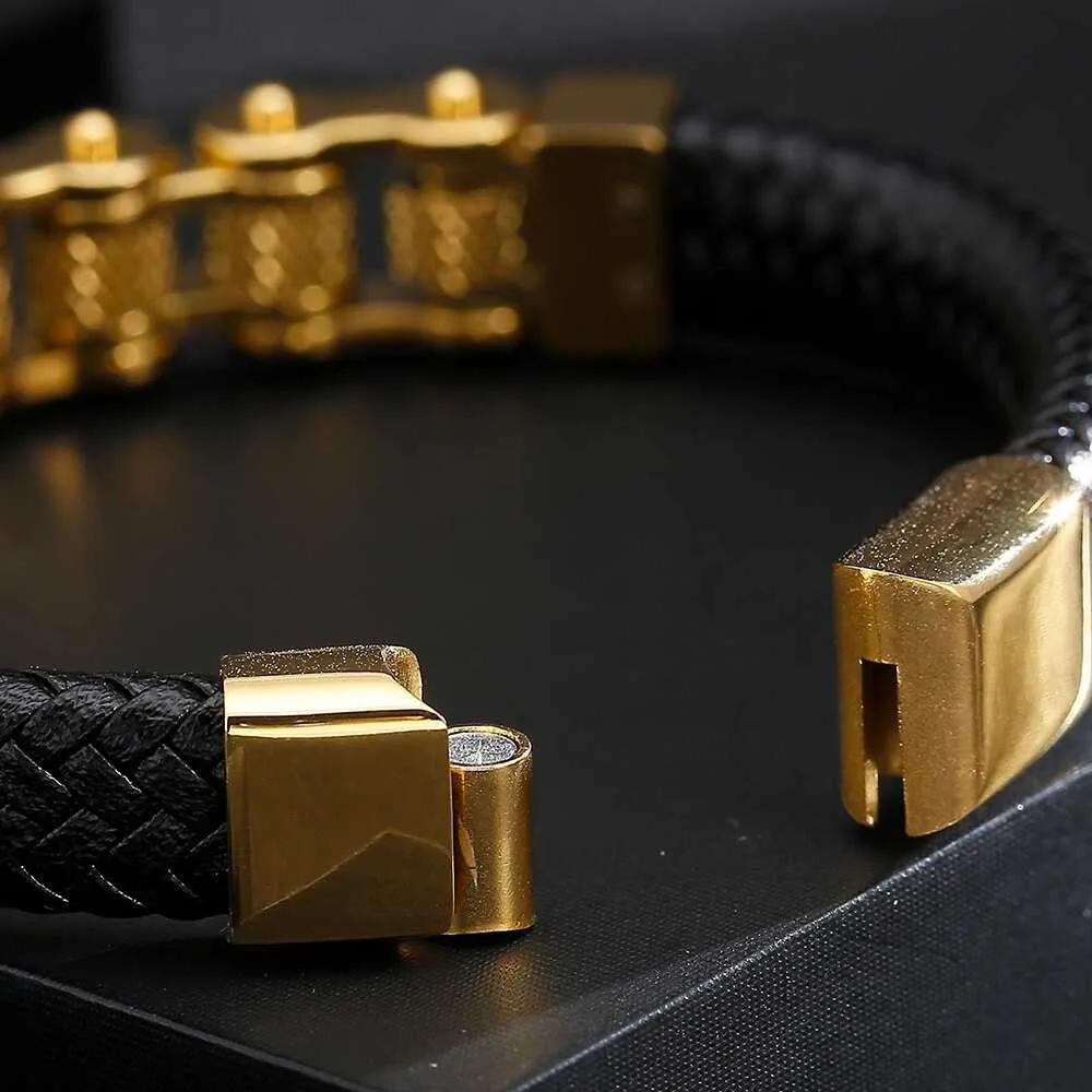 Cycolinks Retro Leather Bike Chain Bracelet