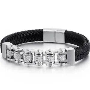 Cycolinks Retro Leather Bike Chain Bracelet