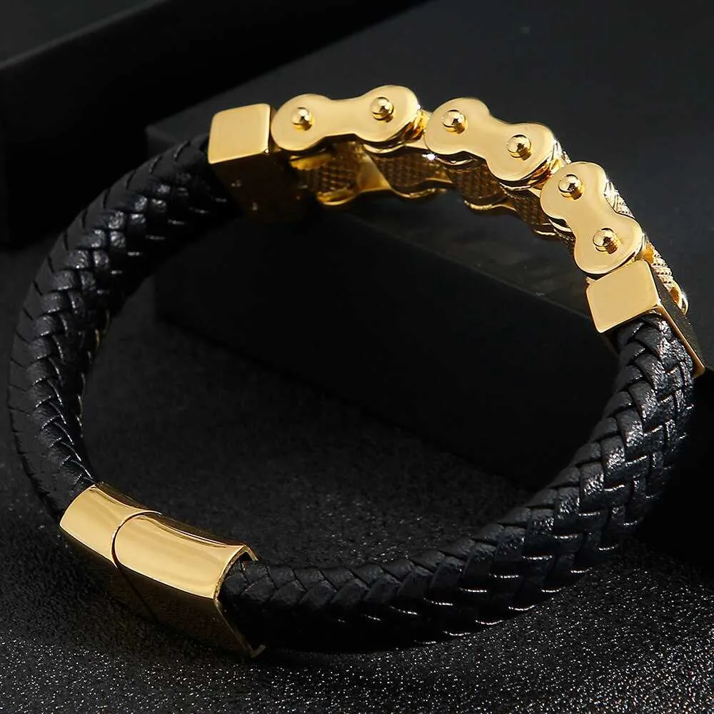 Cycolinks Retro Leather Bike Chain Bracelet