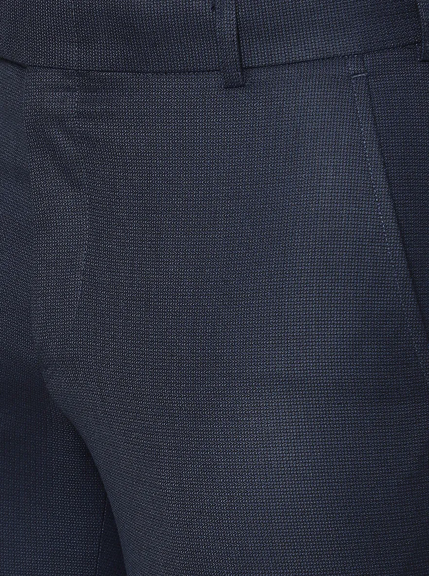 Dark Blue Solid Slim Fit Formal Trouser | Greenfibre