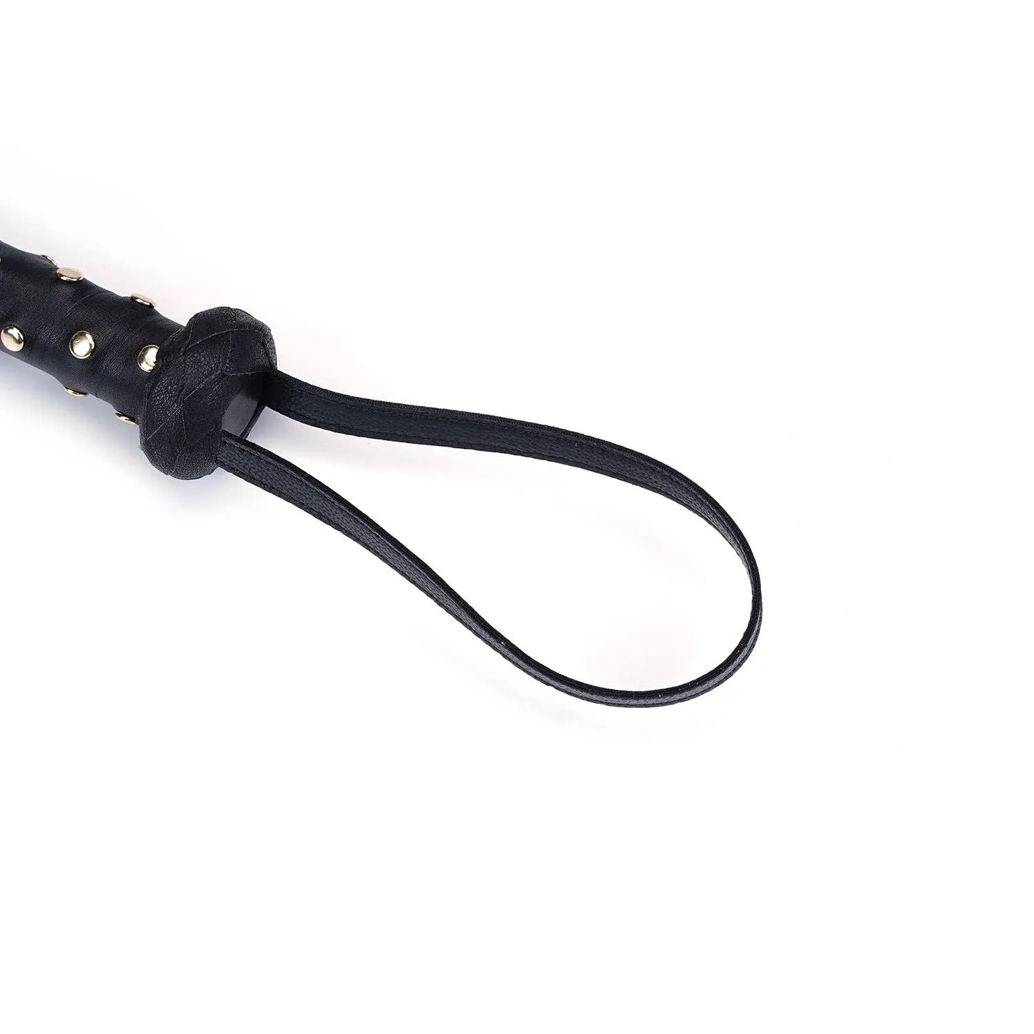 Dark Secret Deluxe Leather Flogger with Studded Handle