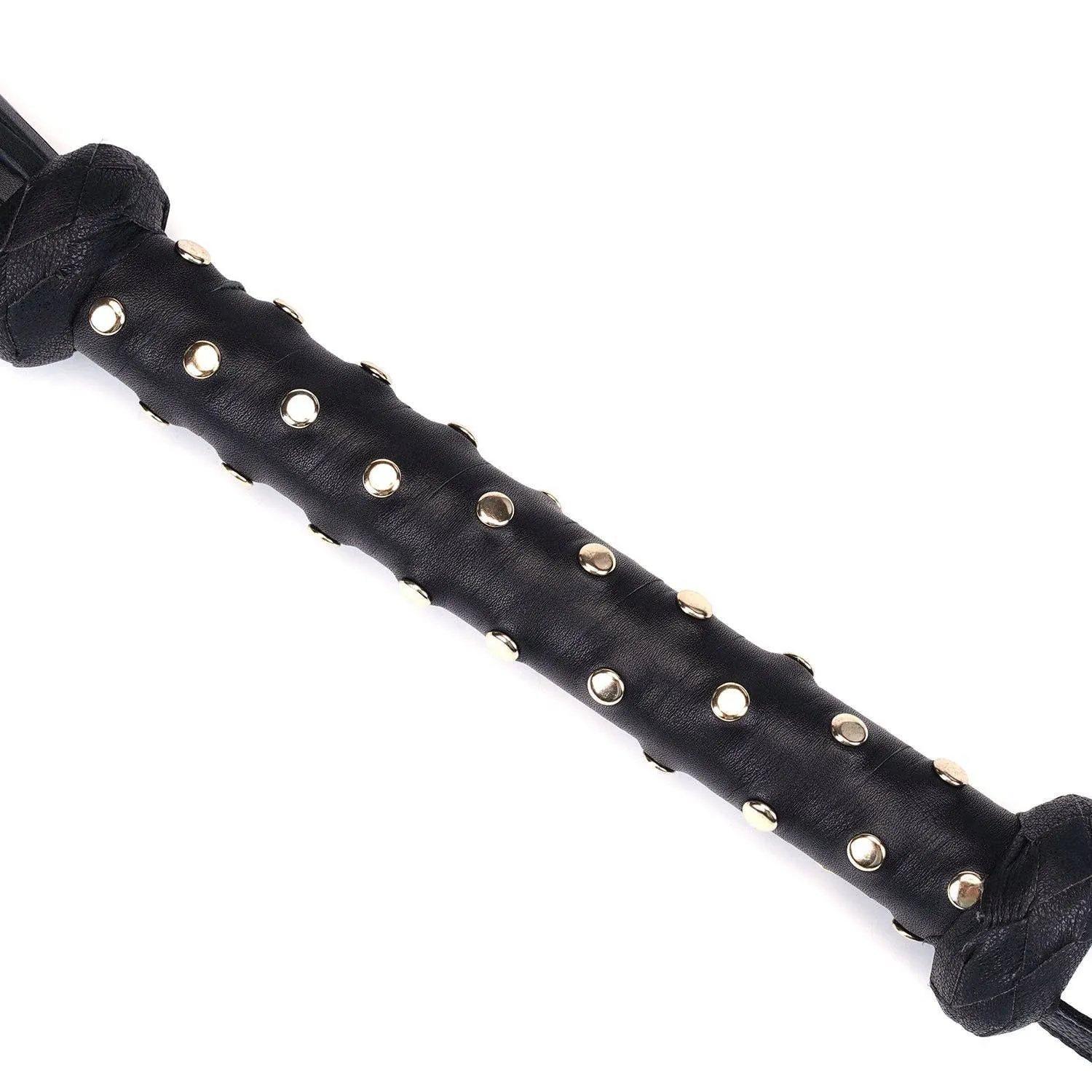 Dark Secret Deluxe Leather Flogger with Studded Handle