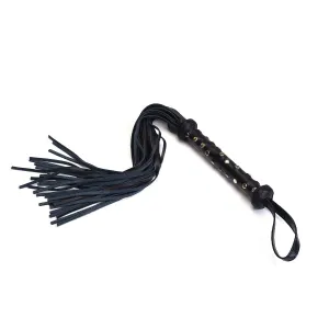 Dark Secret Deluxe Leather Flogger with Studded Handle
