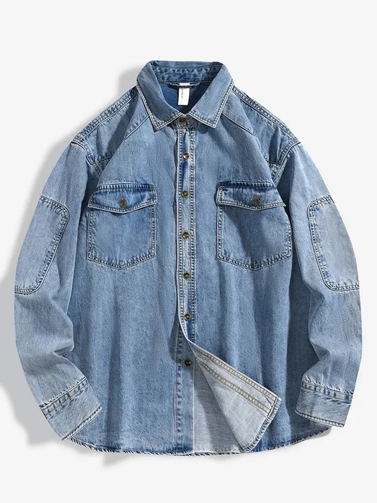 DenimCraft Herren Langarm-Denimhemd