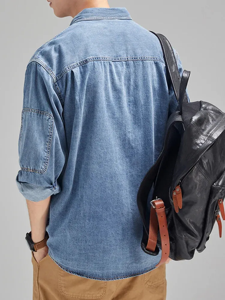 DenimCraft Herren Langarm-Denimhemd
