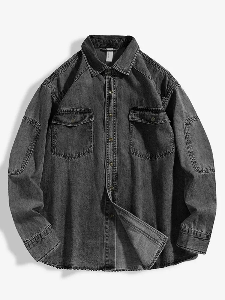 DenimCraft Herren Langarm-Denimhemd