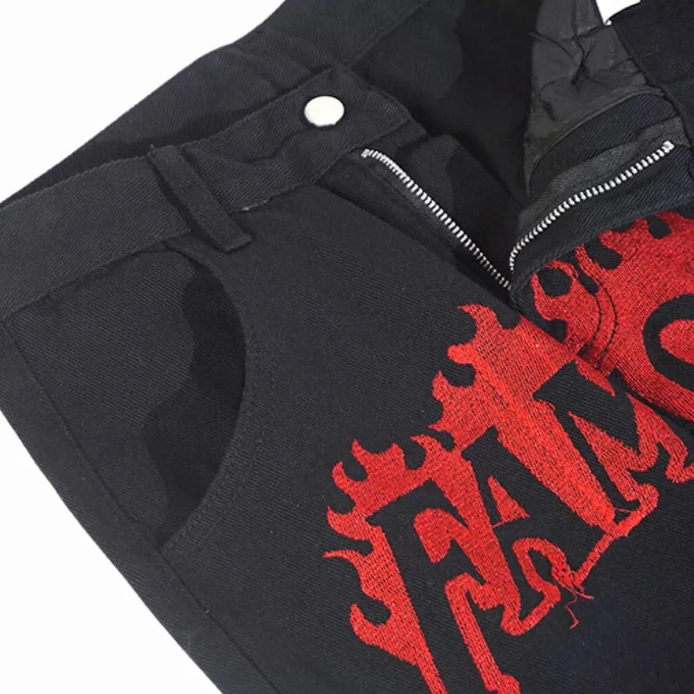 DF| Famous Star Leather Label Patch Jeans