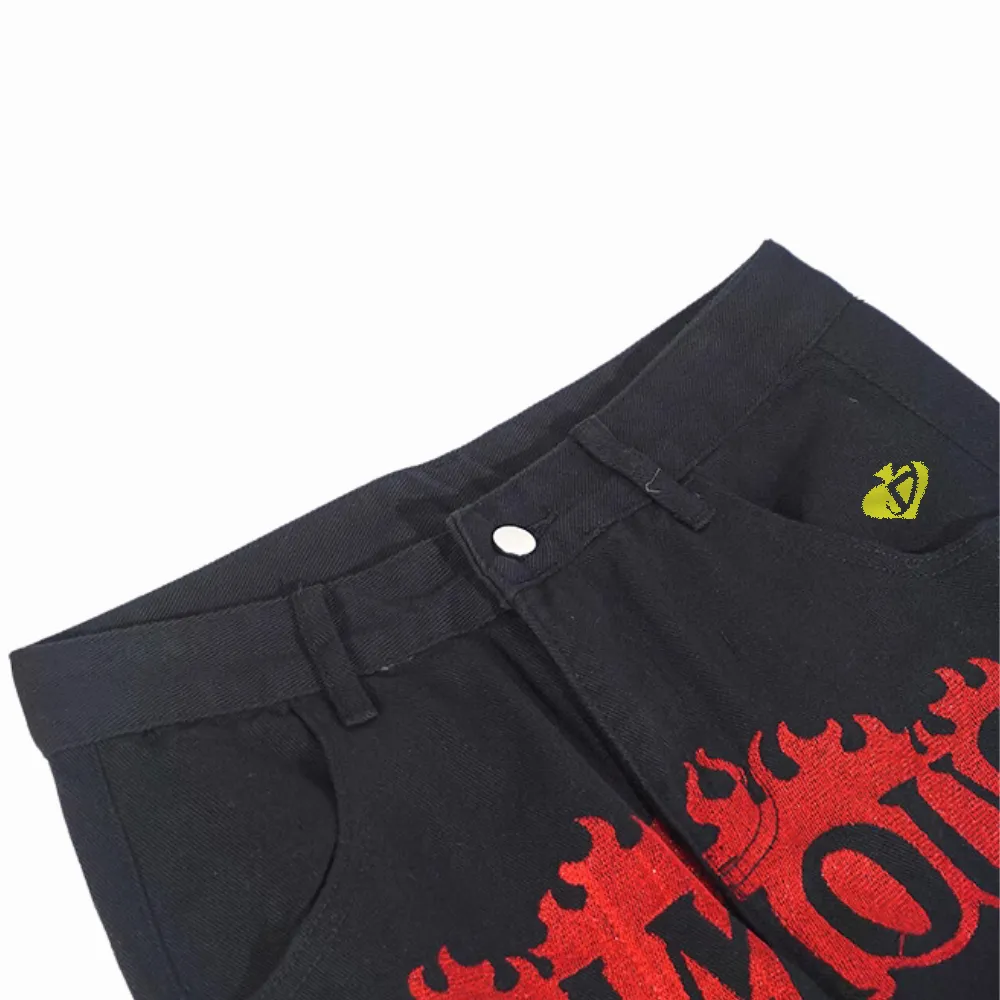 DF| Famous Star Leather Label Patch Jeans