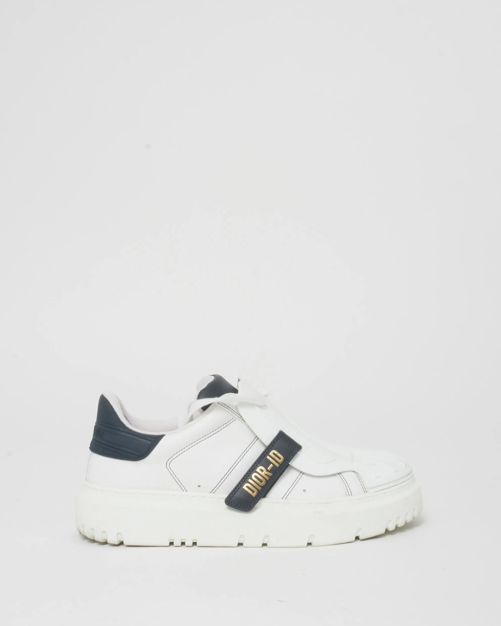 Dior White & Black Logo Leather Platform ID Sneakers - 37.5