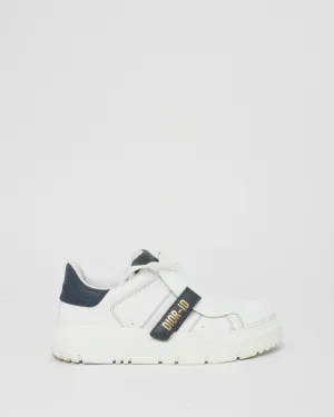 Dior White & Black Logo Leather Platform ID Sneakers - 37.5
