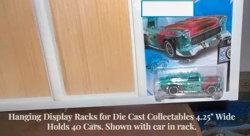 Display Rack Holds 40 Die Cast Collectable Cars With 4.25"  Column Width