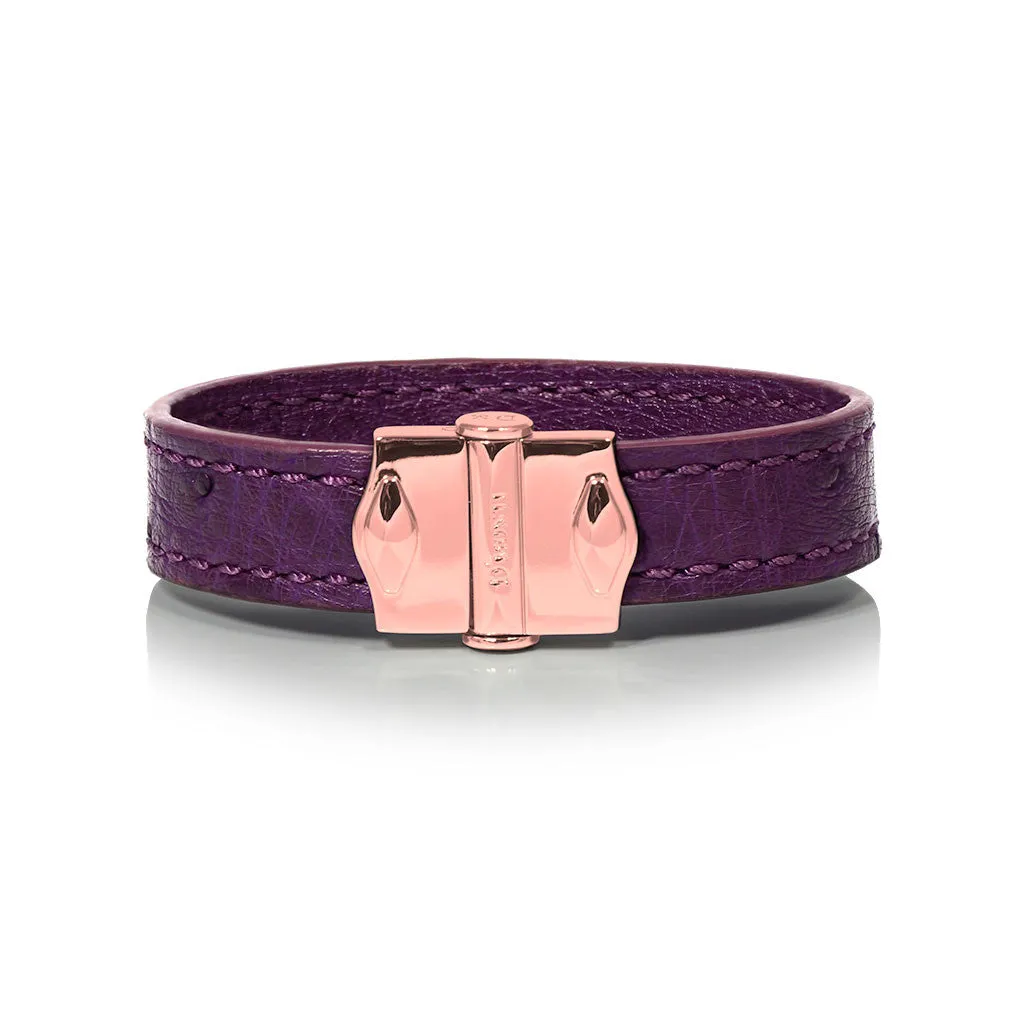 D'Monti Bordeaux Purple - France Luxe Genuine Ostrich Leather Womens Bracelet