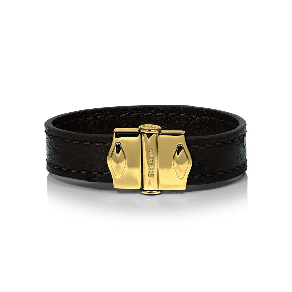 D'Monti Nero Black - France Luxe Genuine Ostrich Leather Womens Bracelet