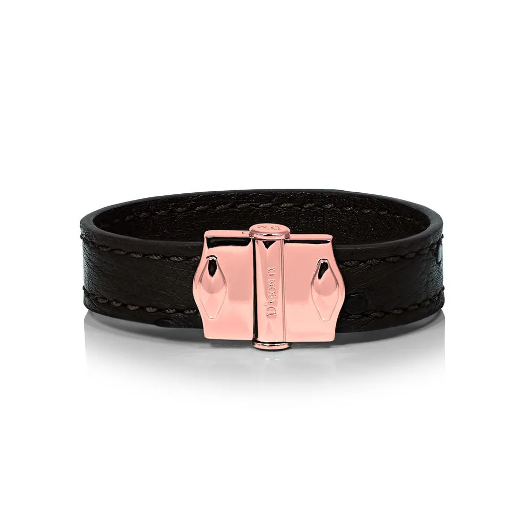 D'Monti Nero Black - France Luxe Genuine Ostrich Leather Womens Bracelet