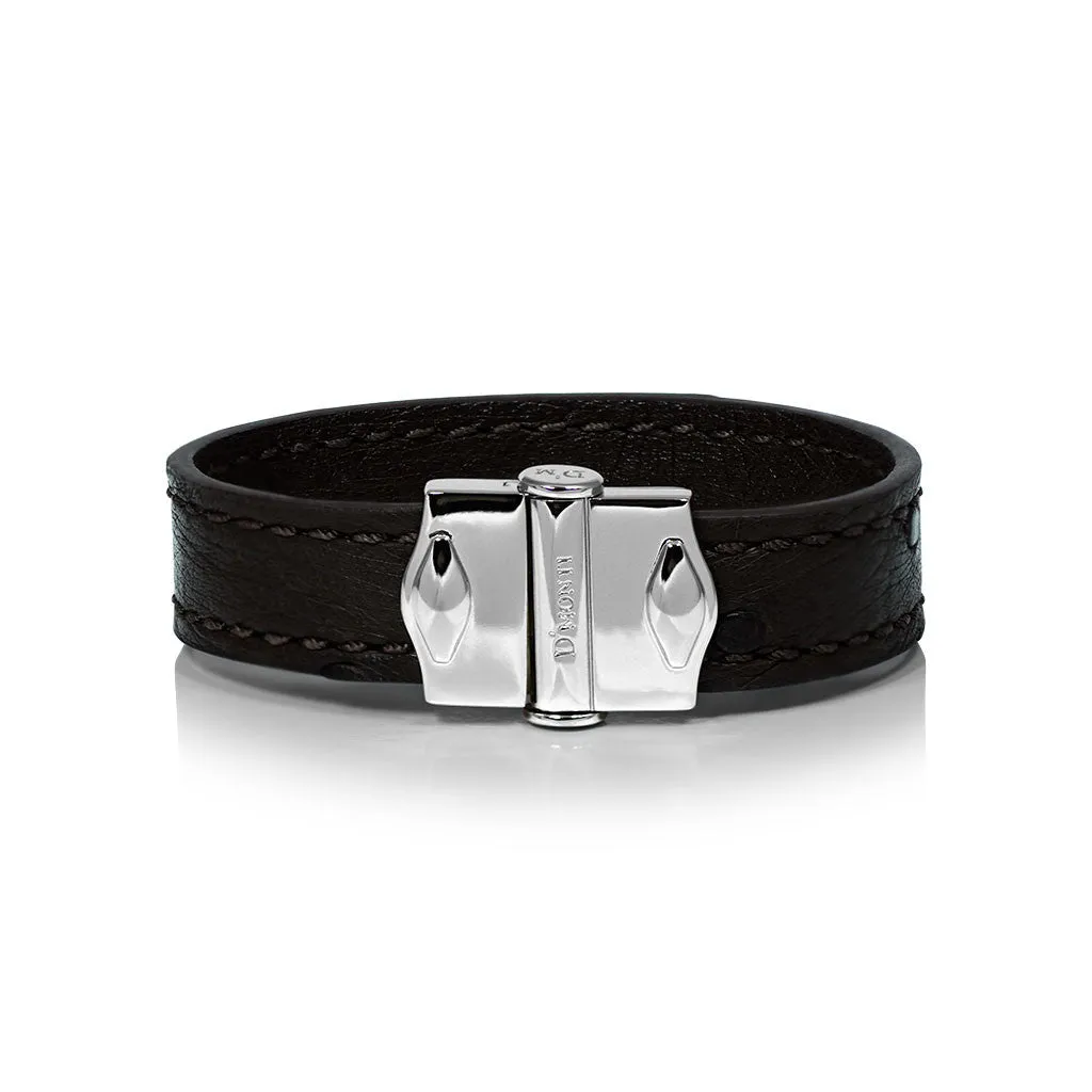 D'Monti Nero Black - France Luxe Genuine Ostrich Leather Womens Bracelet