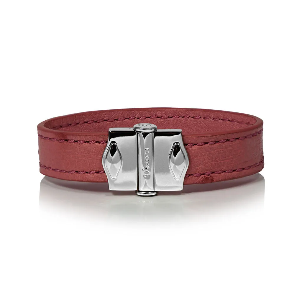 D'Monti Nessier Pink - France Luxe Genuine Ostrich Leather Womens Bracelet