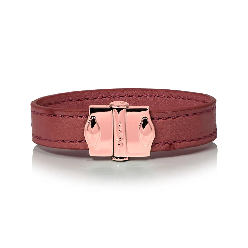D'Monti Nessier Pink - France Luxe Genuine Ostrich Leather Womens Bracelet