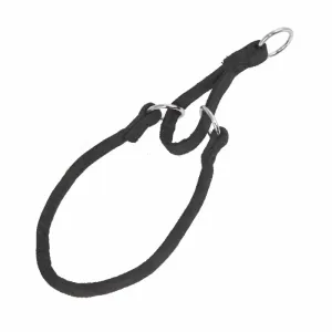 DOGLINE - Round Leather Martingale Collar - Black