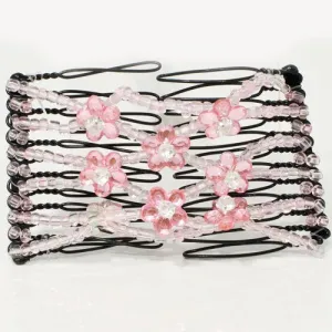 Double Comb with Pink Beads and Flower Touch