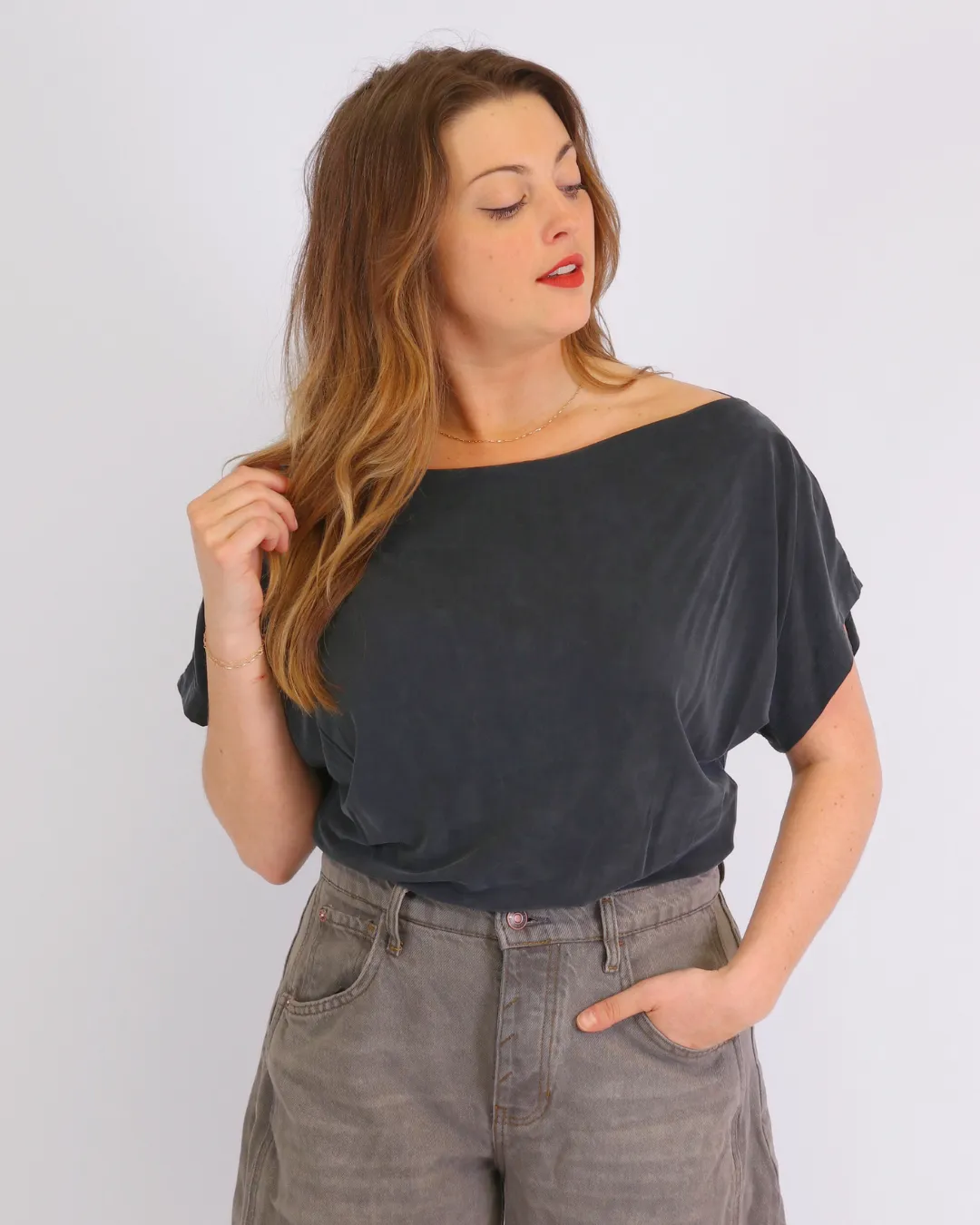 Drape Bodysuit Slate Black