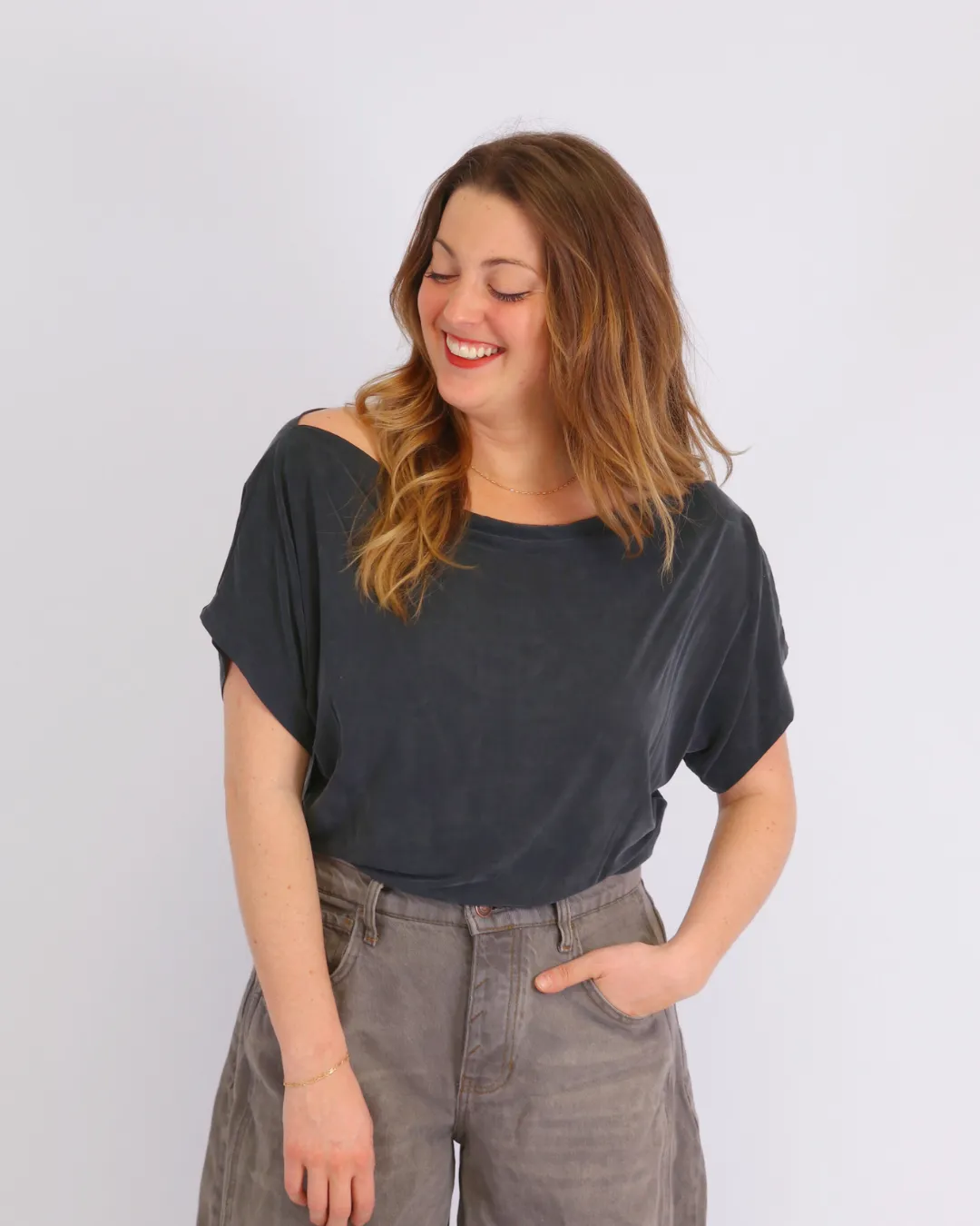 Drape Bodysuit Slate Black