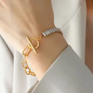 Dual Elegance Titanium and Gold Bracelet