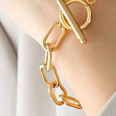 Dual Elegance Titanium and Gold Bracelet