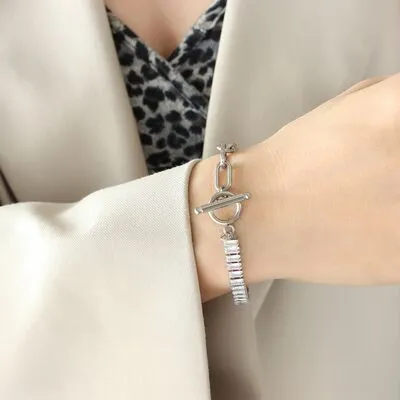 Dual Elegance Titanium and Gold Bracelet