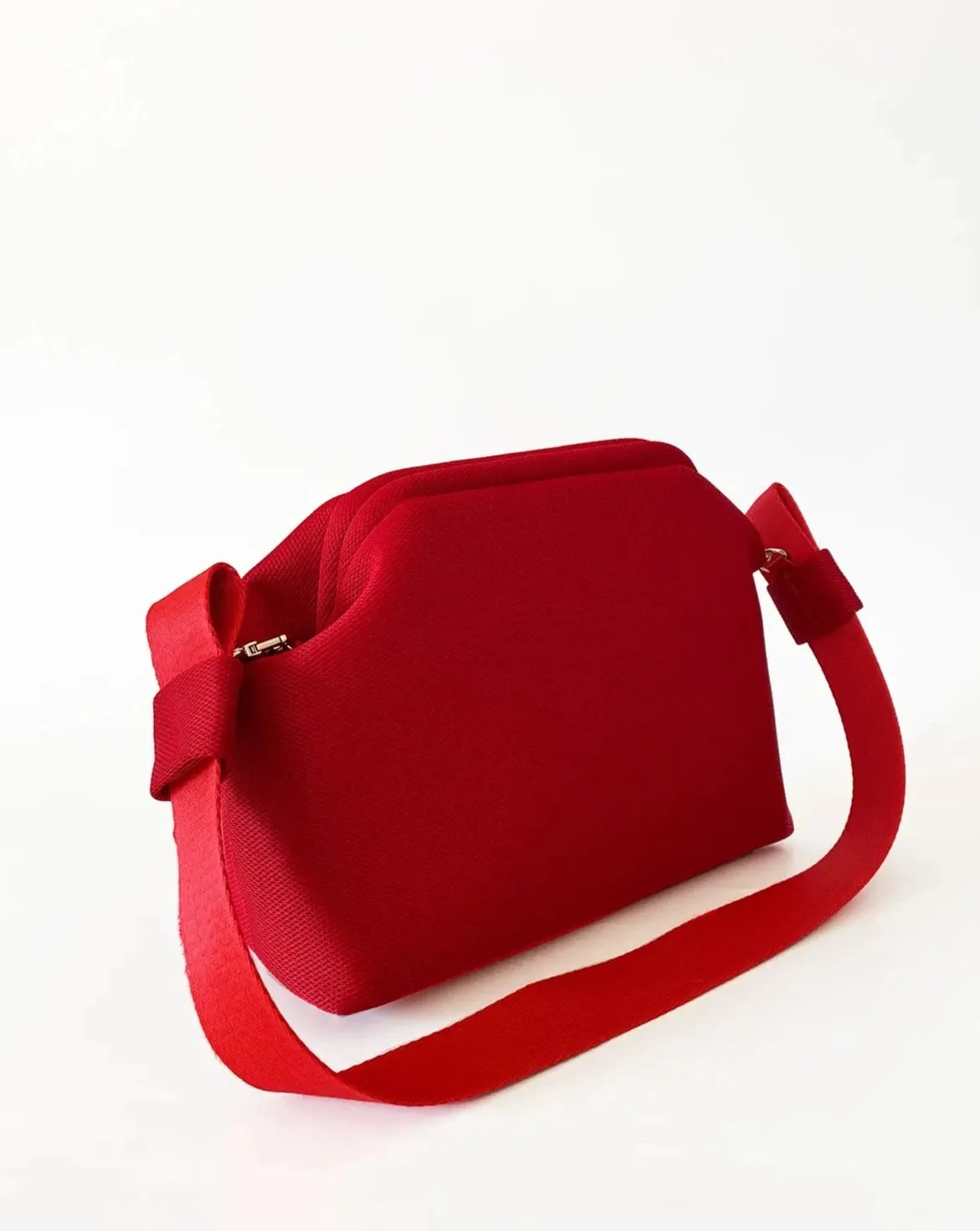 Elegant Red Bow Detail Shoulder and Handbag with Detachable Strap