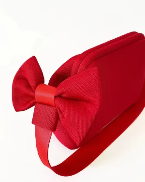 Elegant Red Bow Detail Shoulder and Handbag with Detachable Strap