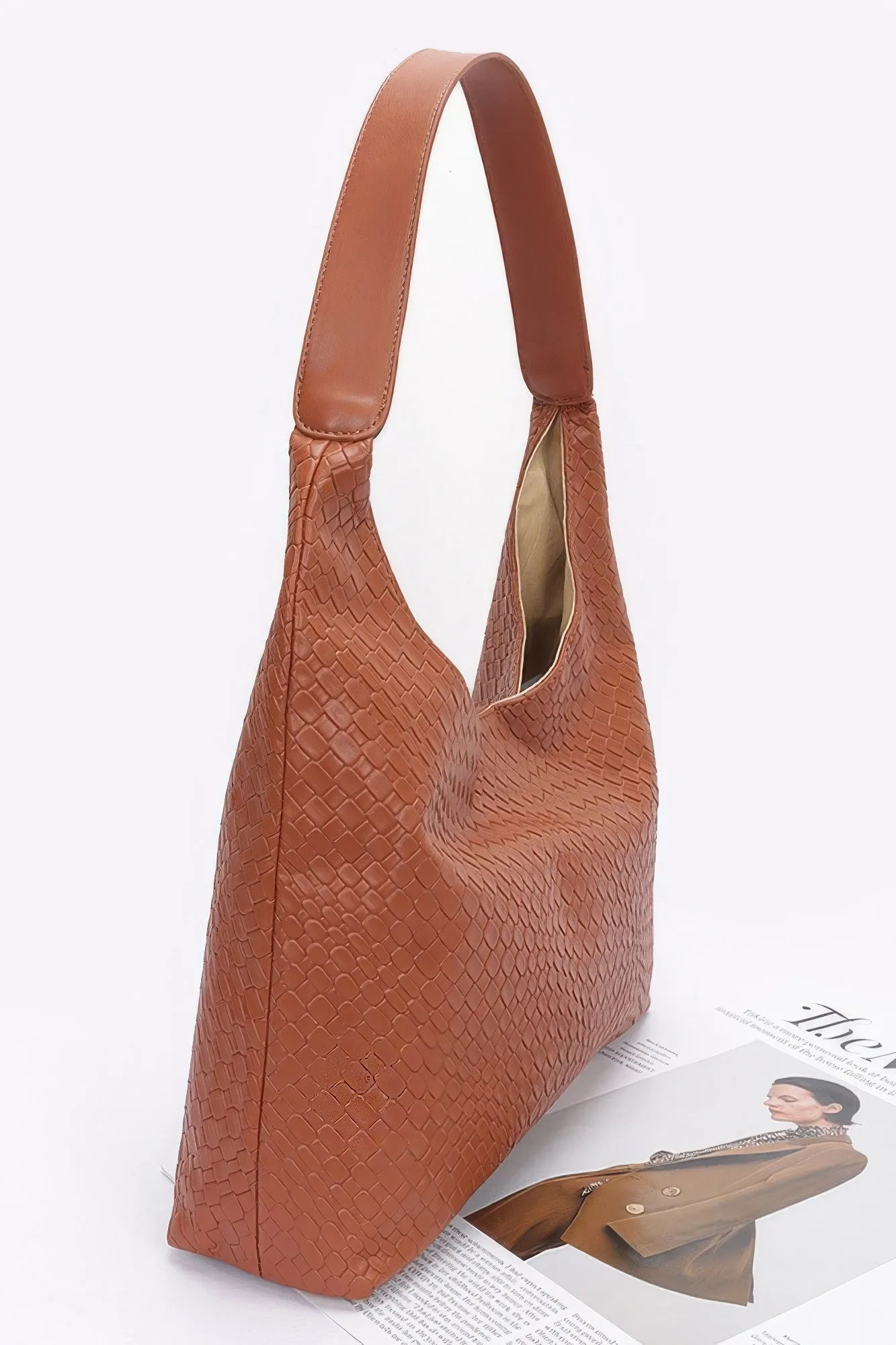 Embossed Faux Leather Shoulder Bag