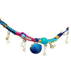 Enchanted Teal Seashell Locket Rockstar Necklace