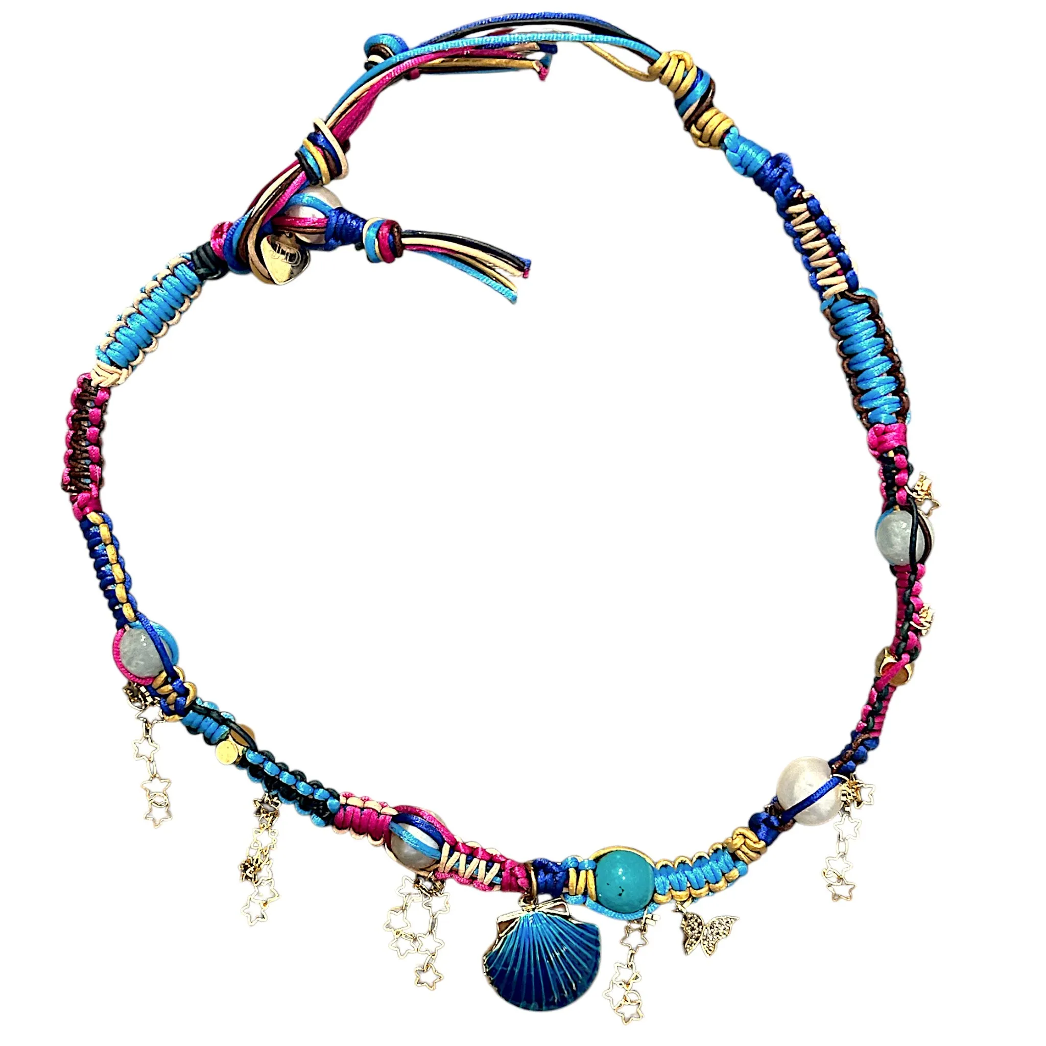 Enchanted Teal Seashell Locket Rockstar Necklace