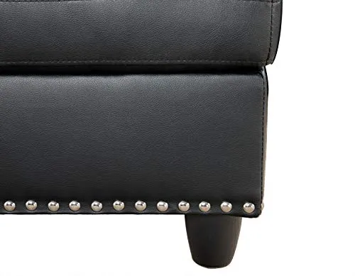 EOVTK 98" Faux Leather Sectional Sofa with Storage Ottoman Cup Holders & L-Shaped Upholstered