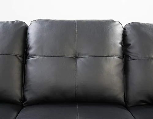 EOVTK 98" Faux Leather Sectional Sofa with Storage Ottoman Cup Holders & L-Shaped Upholstered