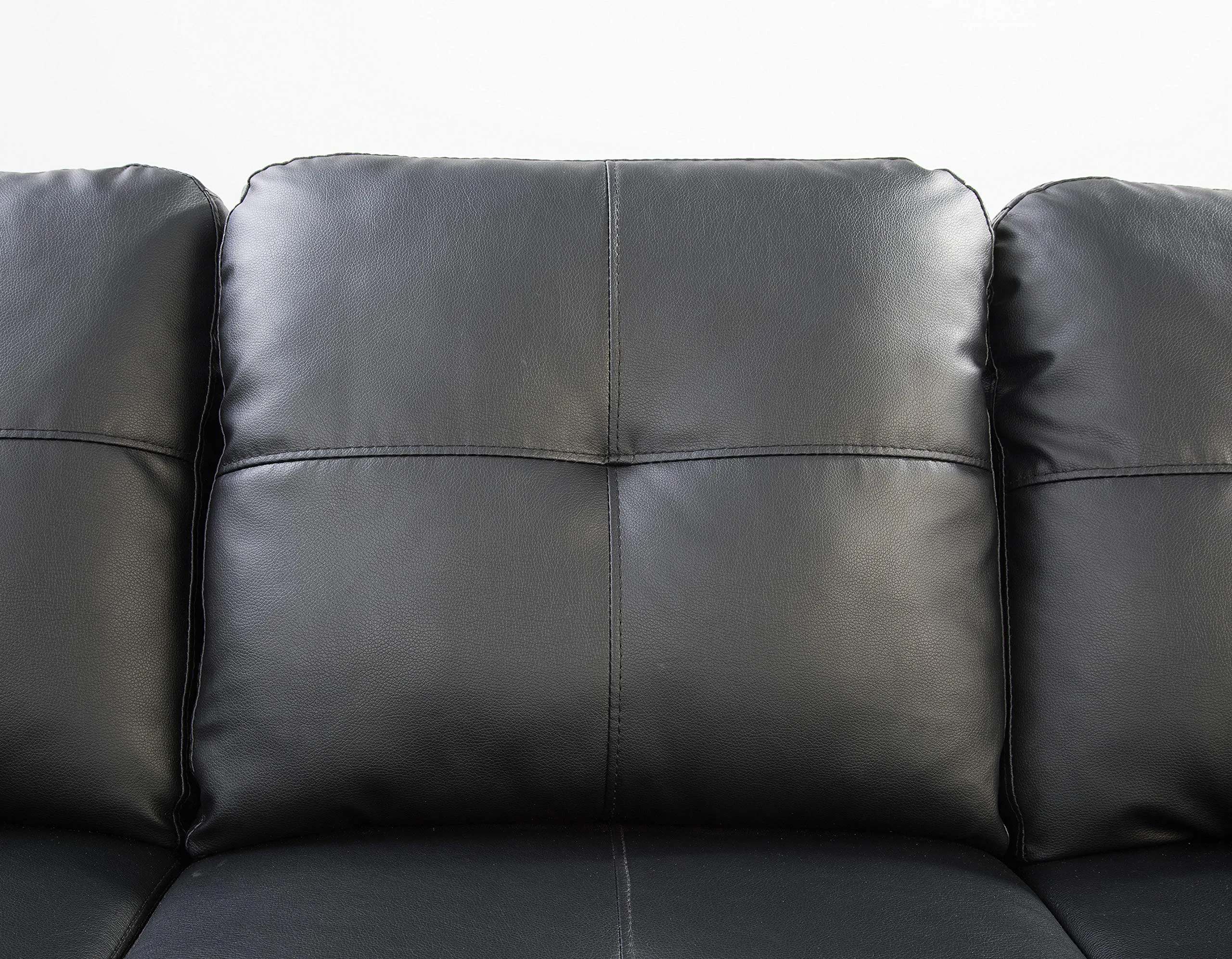 EOVTK 98" Faux Leather Sectional Sofa with Storage Ottoman Cup Holders & L-Shaped Upholstered