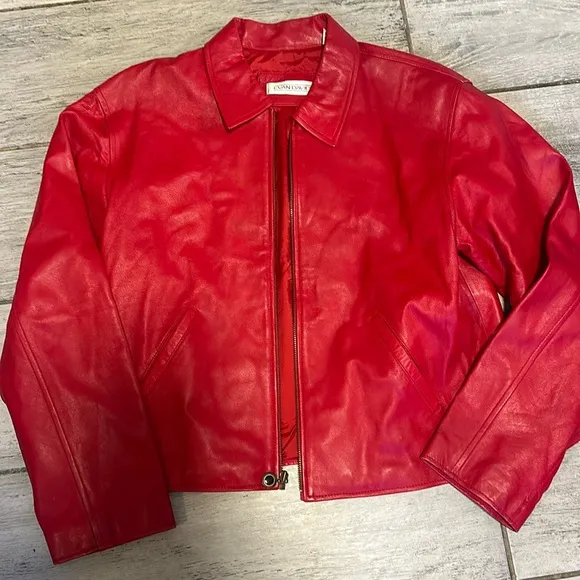 Evan Davies Vintage Red Leather Jacket - Women’s Size 14, XL Classic Style