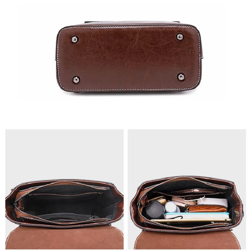 Fashion Retro Oil Wax Leather Backpack