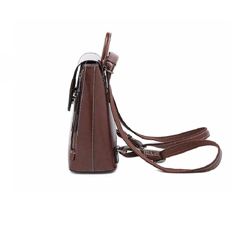Fashion Retro Oil Wax Leather Backpack