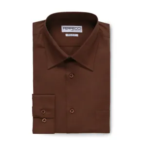 Ferrecci Virgo Brown Regular Fit Dress Shirt