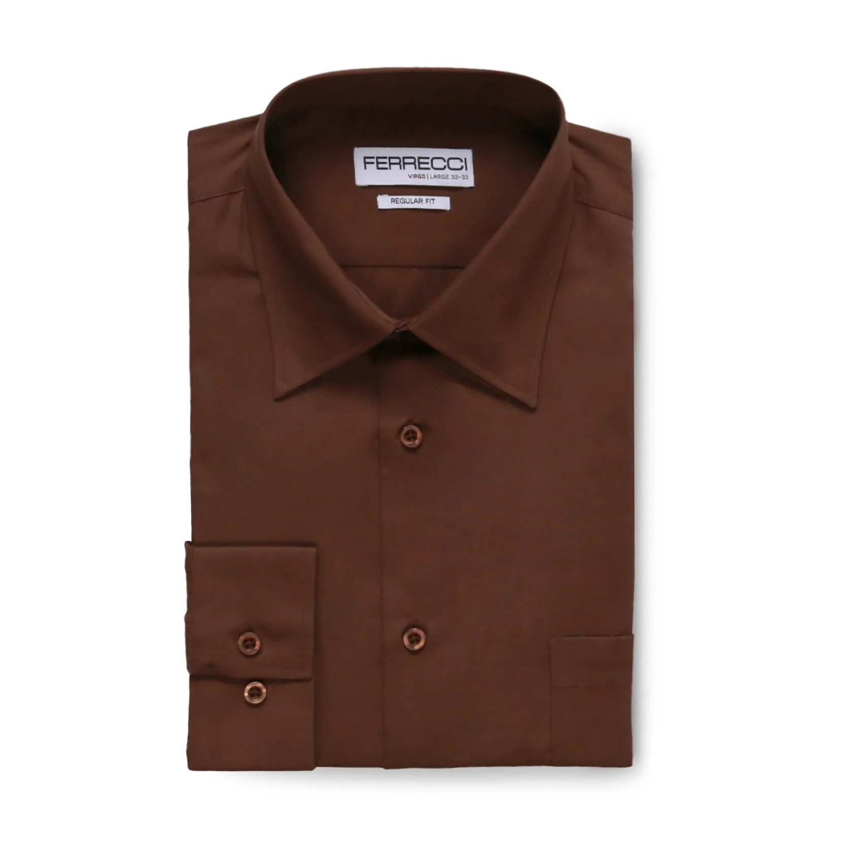 Ferrecci Virgo Brown Regular Fit Dress Shirt