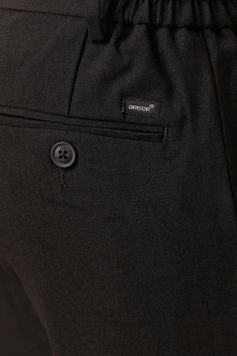 Flexi Fit - Charcoal Black Stretchable Formal Trousers For Men | Ariser