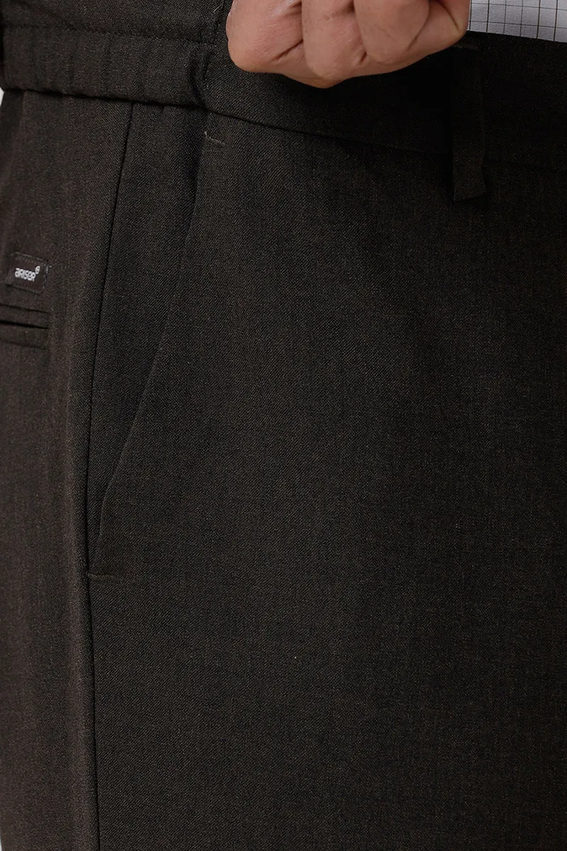 Flexi Fit - Charcoal Black Stretchable Formal Trousers For Men | Ariser