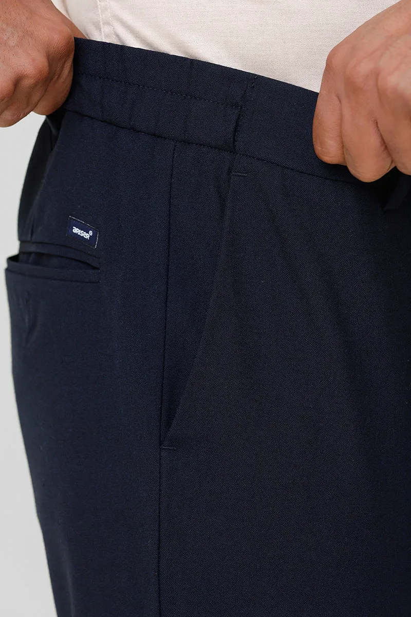 Flexi Fit - Navy Blue Stretchable Formal Trousers For Men | Ariser